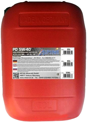 Моторное масло Alpine PD Pumpe-Duse 5W-40, 20л